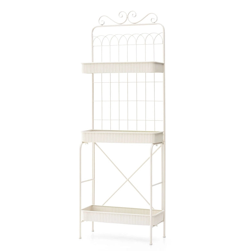 Étagère à plantes Glitzhome 68H à 3 niveaux en métal noir, support de cuisine multifonctionnel pour l'intérieur et l'extérieur.