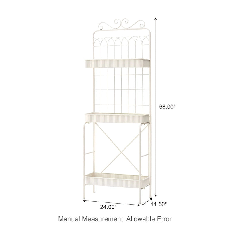 Étagère à plantes Glitzhome 68H à 3 niveaux en métal noir, support de cuisine multifonctionnel pour l'intérieur et l'extérieur.