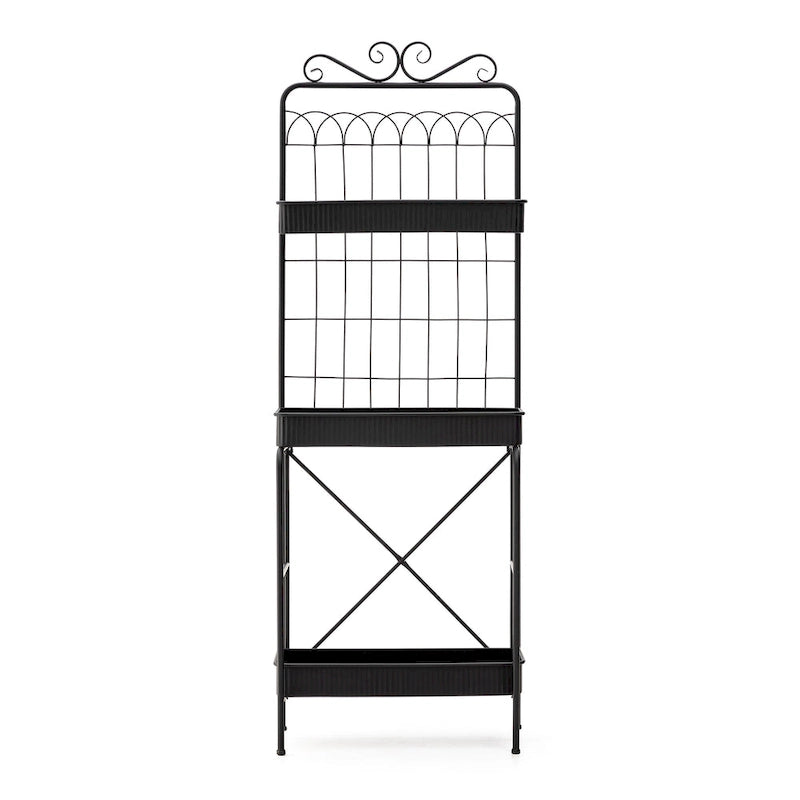 Étagère à plantes Glitzhome 68H à 3 niveaux en métal noir, support de cuisine multifonctionnel pour l'intérieur et l'extérieur.