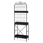 Étagère à plantes Glitzhome 68H à 3 niveaux en métal noir, support de cuisine multifonctionnel pour l'intérieur et l'extérieur.
