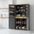 Armoire de rangement de cuisine autoportante de 40,2 x 20 x 71,3 pouces de haut, avec 2 tiroirs, 2 étagères réglables et 8 étagères de porte.