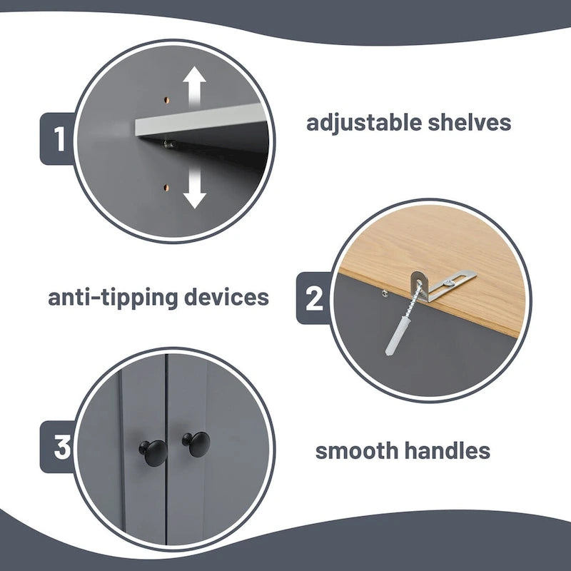 Armoire de rangement de cuisine autoportante de 40,2 x 20 x 71,3 pouces de haut, avec 2 tiroirs, 2 étagères réglables et 8 étagères de porte.