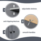 Armoire de rangement de cuisine autoportante de 40,2 x 20 x 71,3 pouces de haut, avec 2 tiroirs, 2 étagères réglables et 8 étagères de porte.