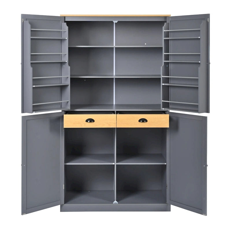 Armoire de rangement de cuisine autoportante de 40,2 x 20 x 71,3 pouces de haut, avec 2 tiroirs, 2 étagères réglables et 8 étagères de porte.