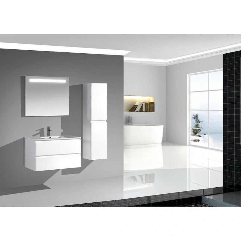 Tour de rangement en lin de 35,5 cm (14 pouces) de la collection Frost - Laque - 13,8 x 11,8 x 55,1 cm