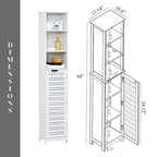 Armoire de rangement haute et étroite pour salle de bain Miami White - 35,2 cm (L) x 26,4 cm (l) x 172,6 cm (H)