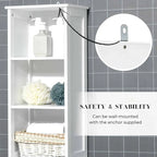 Armoire de rangement haute et étroite pour salle de bain Miami White - 35,2 cm (L) x 26,4 cm (l) x 172,6 cm (H)