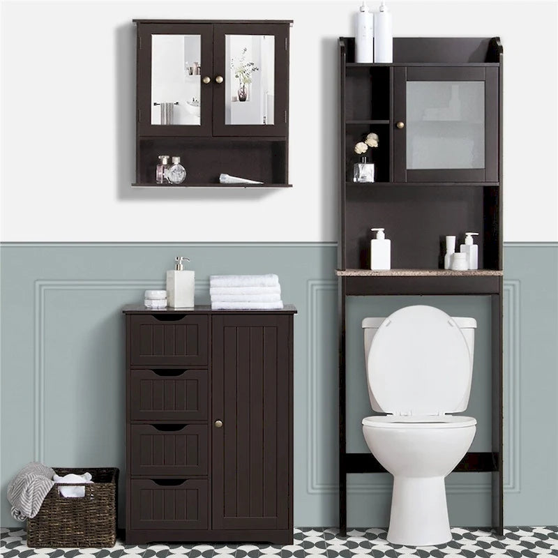 Meuble de salle de bain Yaheetech avec 4 tiroirs et rangement intégré