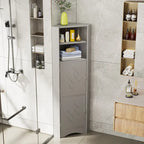 Meuble d'angle de salle de bain avec portes et étagères réglables