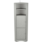 Meuble d'angle de salle de bain avec portes et étagères réglables