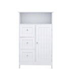 Meuble de rangement sur pied blanc Nestfair pour salle de bain, avec 3 tiroirs et 1 porte - Non disponible