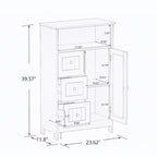 Meuble de rangement sur pied blanc Nestfair pour salle de bain, avec 3 tiroirs et 1 porte - Non disponible