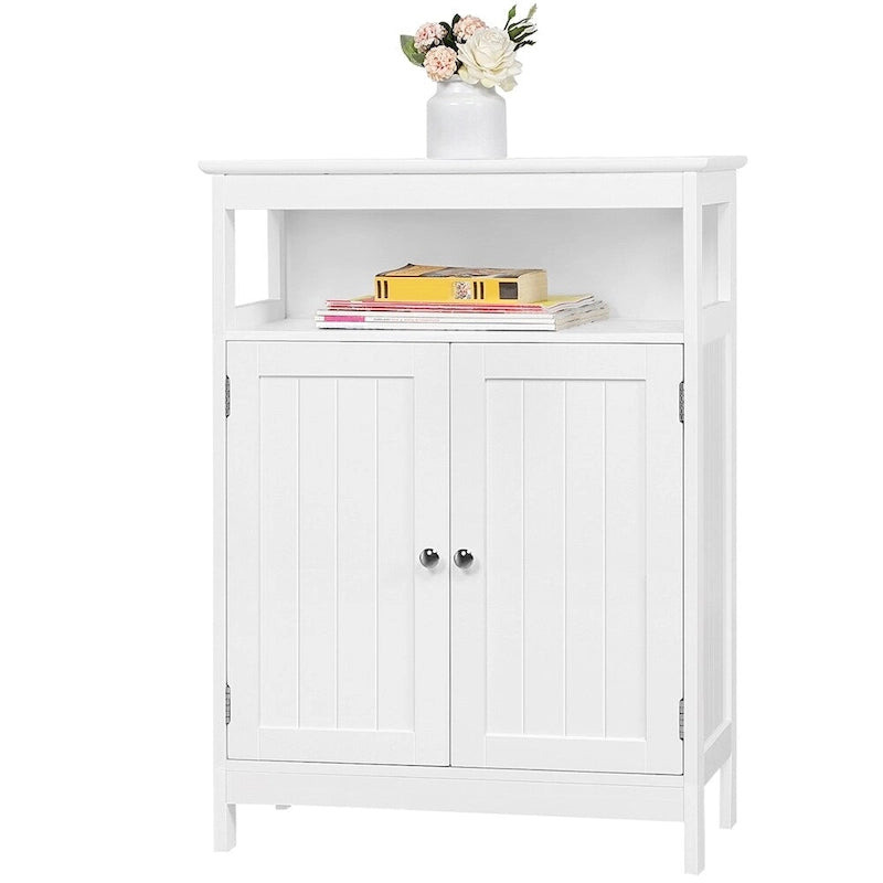 Meuble de rangement de salle de bain Yaheetech avec étagère réglable et support au sol