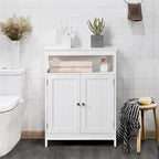 Meuble de rangement de salle de bain Yaheetech avec étagère réglable et support au sol