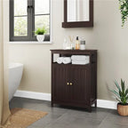 Meuble de rangement de salle de bain Yaheetech avec étagère réglable et support au sol
