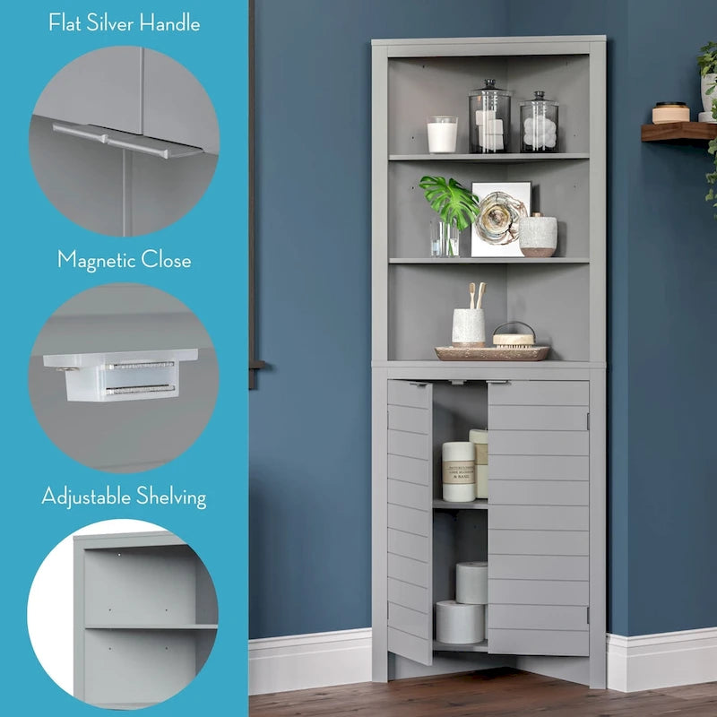 Meuble de rangement d'angle haut RiverRidge Madison pour salle de bain avec étagères ouvertes - Non disponible