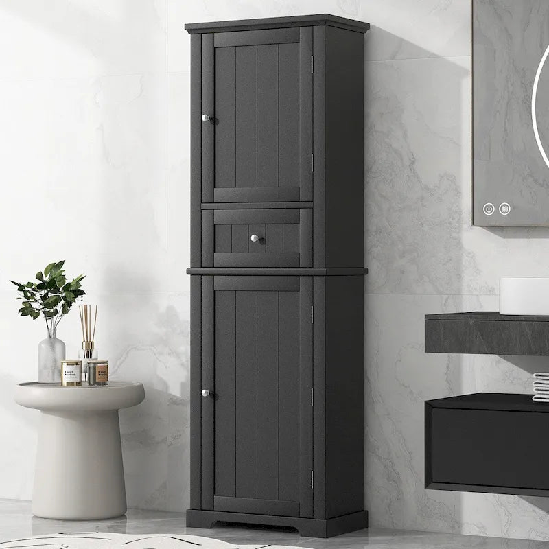Armoire à linge avec tiroir et étagère réglable, 56 cm (L) x 28 cm (P) x 171 cm (H)