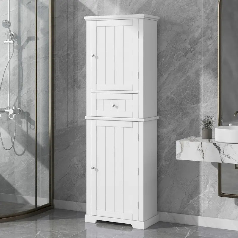 Armoire à linge avec tiroir et étagère réglable, 56 cm (L) x 28 cm (P) x 171 cm (H)
