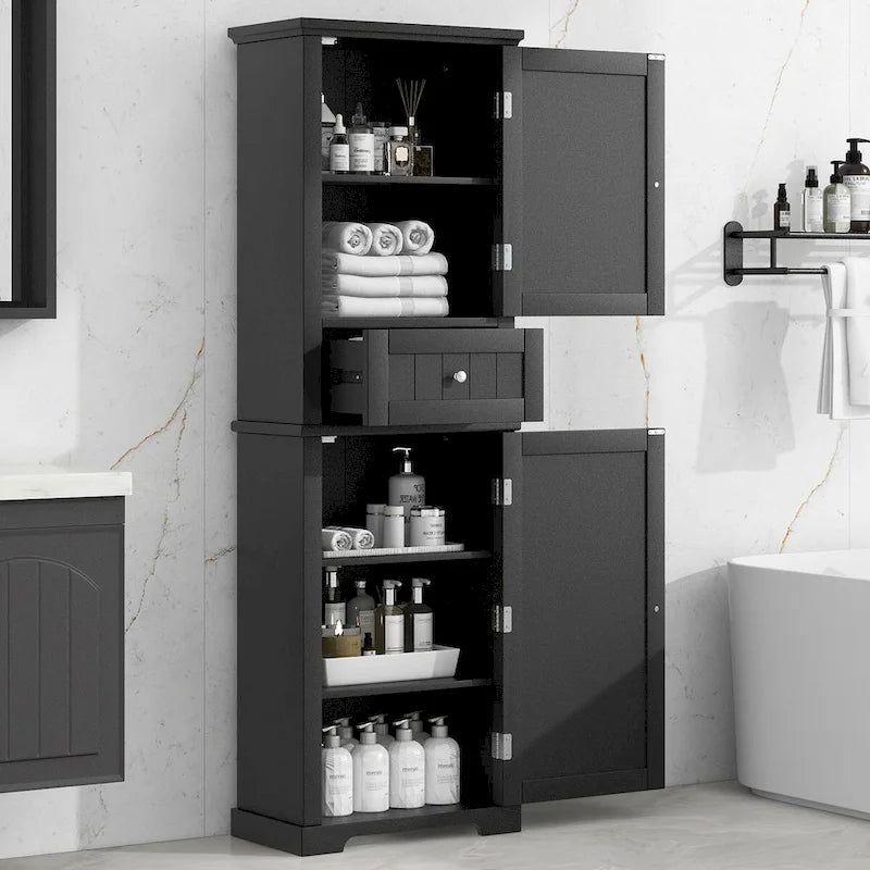 Armoire à linge avec tiroir et étagère réglable, 56 cm (L) x 28 cm (P) x 171 cm (H)