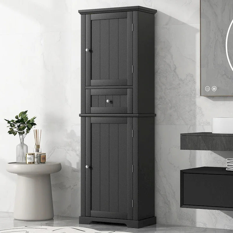 Armoire à linge avec tiroir et étagère réglable, 56 cm (L) x 28 cm (P) x 171 cm (H)