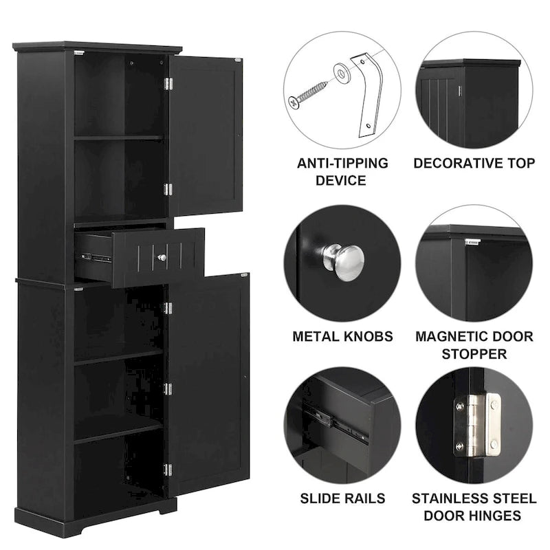 Armoire à linge avec tiroir et étagère réglable, 56 cm (L) x 28 cm (P) x 171 cm (H)