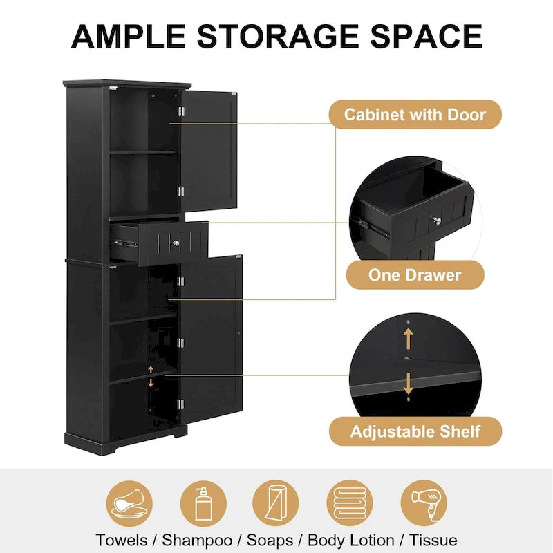 Armoire à linge avec tiroir et étagère réglable, 56 cm (L) x 28 cm (P) x 171 cm (H)