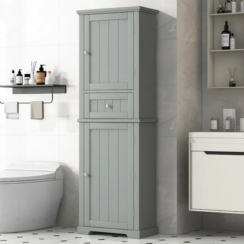 Armoire à linge avec tiroir et étagère réglable, 56 cm (L) x 28 cm (P) x 171 cm (H)