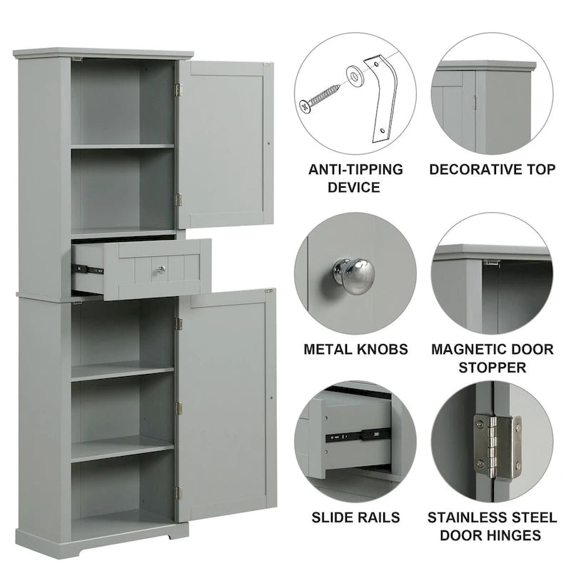 Armoire à linge avec tiroir et étagère réglable, 56 cm (L) x 28 cm (P) x 171 cm (H)