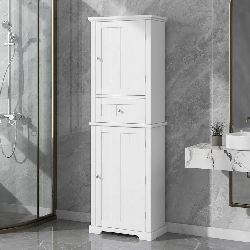 Armoire à linge avec tiroir et étagère réglable, 56 cm (L) x 28 cm (P) x 171 cm (H)