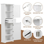 Armoire à linge avec tiroir et étagère réglable, 56 cm (L) x 28 cm (P) x 171 cm (H)