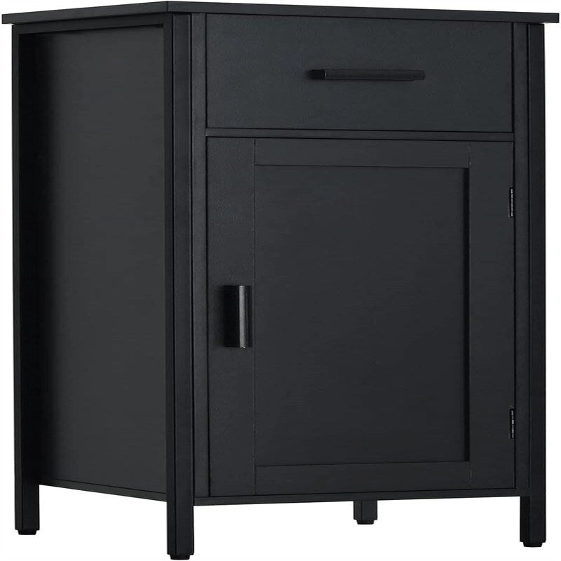 Meuble de rangement étroit au sol avec 1 porte et 1 tiroir - 11,8 cm (P) x 13,8 cm (L) x 31,5 cm (H)