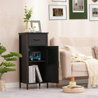 Meuble de rangement étroit au sol avec 1 porte et 1 tiroir - 11,8 cm (P) x 13,8 cm (L) x 31,5 cm (H)