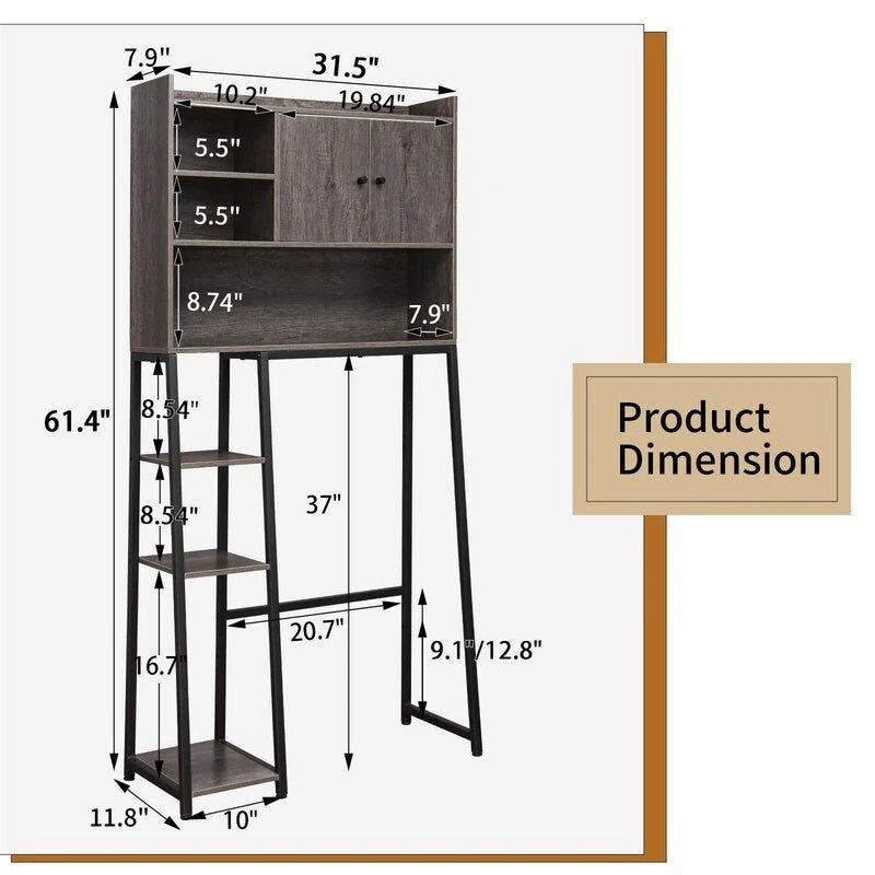 Meuble de rangement à installer au-dessus des toilettes - 11,81 cm (P) x 31,5 cm (L) x 61,4 cm (H)
