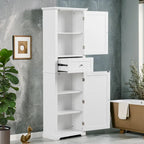 Armoire de rangement haute pour salle de bain avec tiroir et étagère réglable