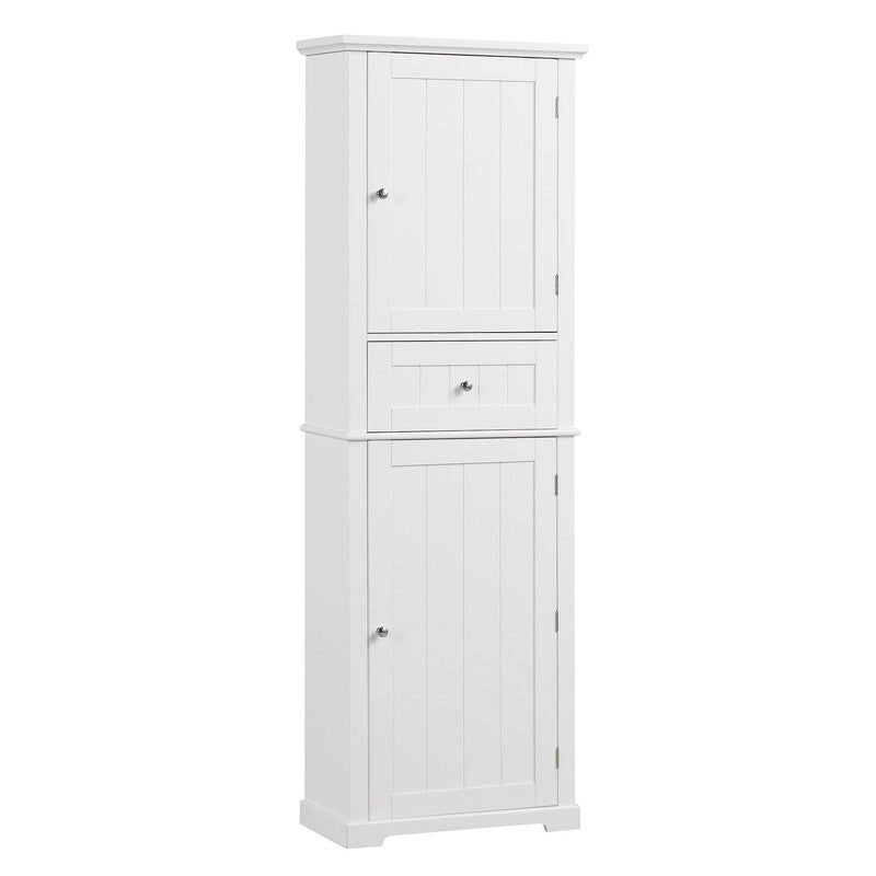 Armoire de rangement haute pour salle de bain avec tiroir et étagère réglable