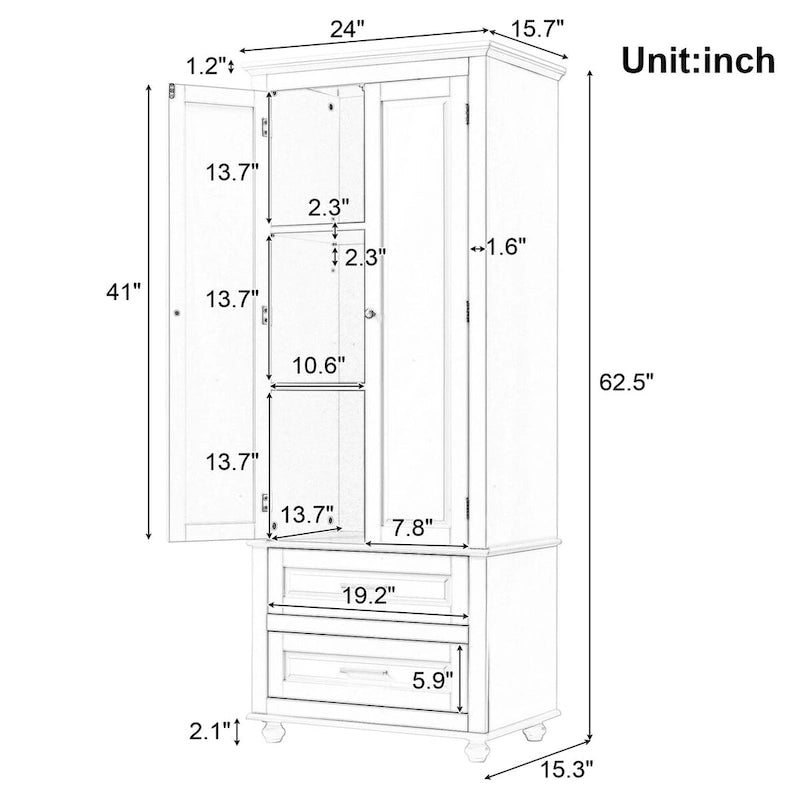 Armoire de rangement haute à deux tiroirs