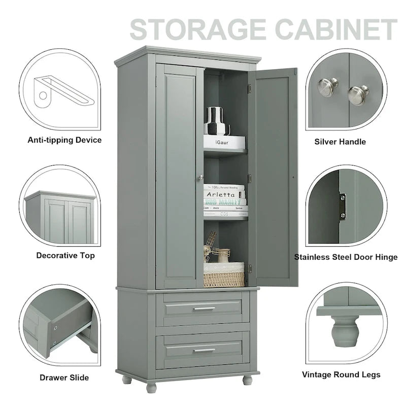 Armoire de rangement haute à deux tiroirs