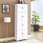 Armoire de rangement haute murale à 8 portes et 4 étagères - 61 cm (L) x 32,5 cm (l) x 184 cm (H)