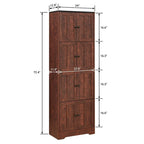 Armoire de rangement haute murale à 8 portes et 4 étagères - 61 cm (L) x 32,5 cm (l) x 184 cm (H)