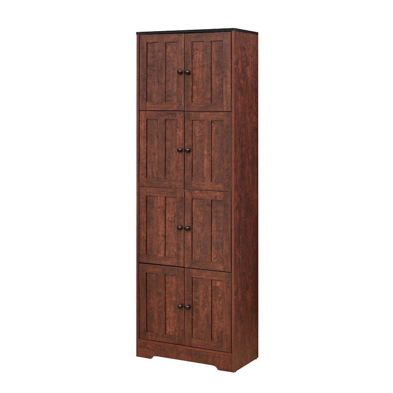 Armoire de rangement haute murale à 8 portes et 4 étagères - 61 cm (L) x 32,5 cm (l) x 184 cm (H)