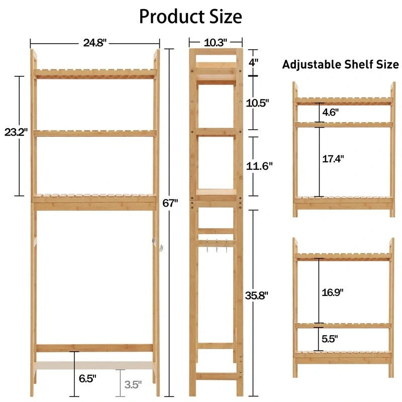 Meuble de rangement à installer au-dessus des toilettes - 10,3 cm (P) x 24,8 cm (L) x 67 cm (H)