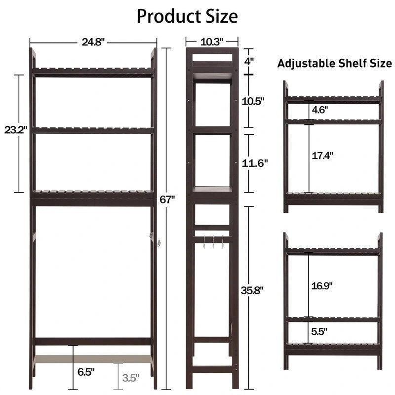 Meuble de rangement à installer au-dessus des toilettes - 10,3 cm (P) x 24,8 cm (L) x 67 cm (H)