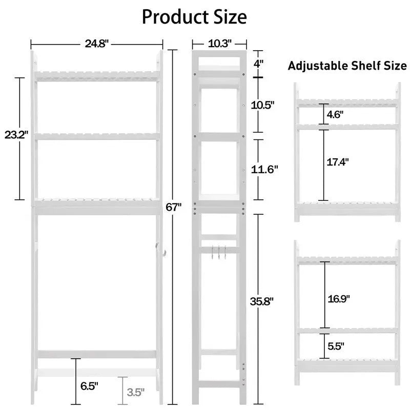 Meuble de rangement à installer au-dessus des toilettes - 10,3 cm (P) x 24,8 cm (L) x 67 cm (H)