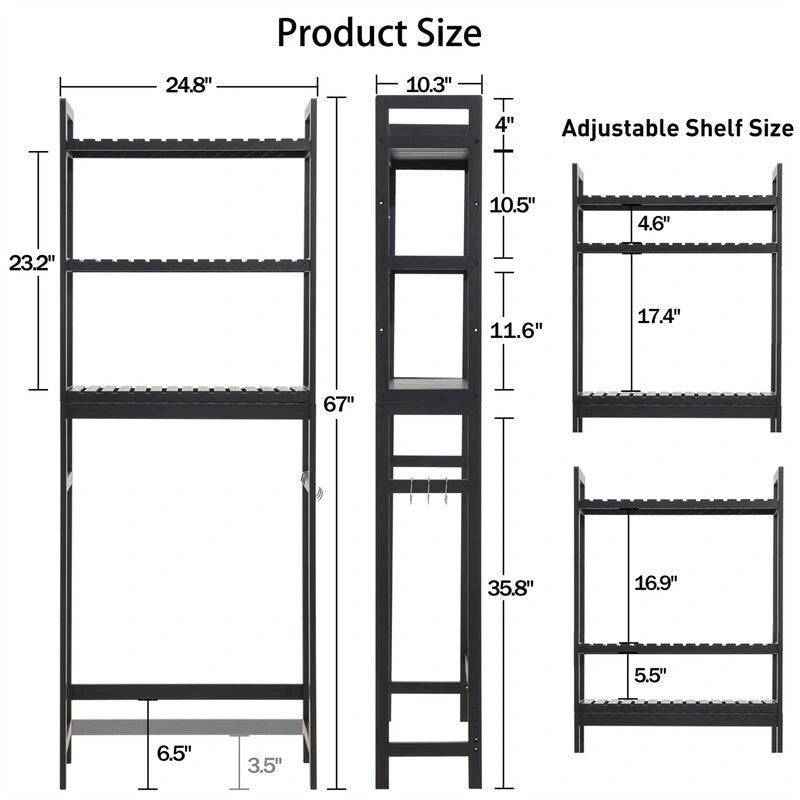 Meuble de rangement à installer au-dessus des toilettes - 10,3 cm (P) x 24,8 cm (L) x 67 cm (H)
