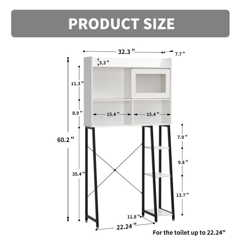 Meuble de rangement à installer au-dessus des toilettes - 11,8 cm (P) x 32,3 cm (L) x 60,2 cm (H)