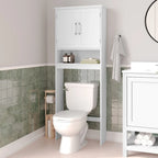Meuble de rangement gris moderne à placer au-dessus des toilettes, avec 2 étagères et portes