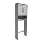 Meuble de rangement gris moderne à placer au-dessus des toilettes, avec 2 étagères et portes