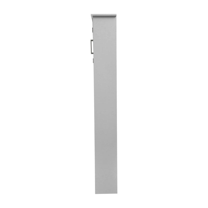 Meuble de rangement gris moderne à placer au-dessus des toilettes, avec 2 étagères et portes