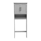 Meuble de rangement gris moderne à placer au-dessus des toilettes, avec 2 étagères et portes