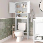 Meuble de rangement gris moderne à placer au-dessus des toilettes, avec 2 étagères et portes